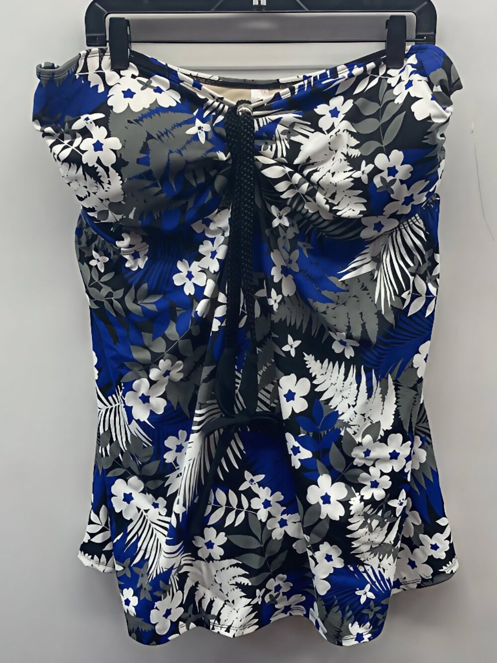 Tropical Escape Women's Black Floral Fern Halter Swimdress Sz 24W NWT